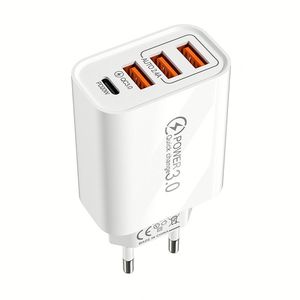Premium Quality 3-Port <b>Type</b> <b>C</b> Travel <b>Adapter</b> Fast Charging PD 3.0 Charger Android Smartphones EU US Socket Standards 25A Output - Product Image 1