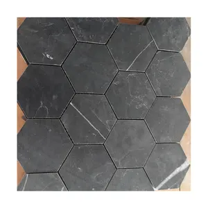 Hot Sale Black Marble Hexagon Mosaic Tiles black and white marble mosaic