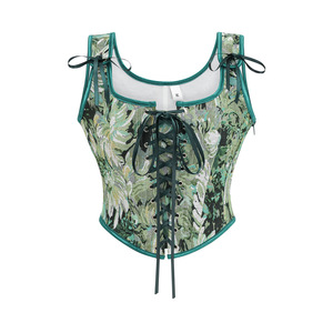 Corset gothique bleu à baleines, débardeur à lacets, style vintage, bustiers et corsets steampunk, corset amincissant sexy pour femme - Product Image 1