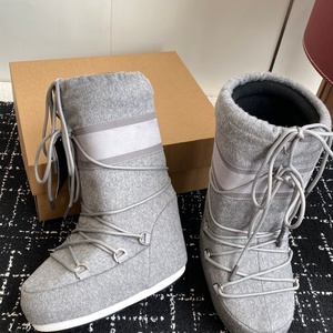 Bottes longues grises confortables antidérapantes à bout rond avec sangle, style skate, pour homme et femme - Product Image 3