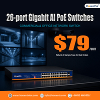 Switch PoE Gigabit AI 26 ports 24x 10/100/1000M 2 SFP Uplink 400W Non géré VLAN QoS Longue portée Fournisseur en gros