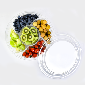 Tùy Chỉnh 5 Ngăn Vòng Rõ Ràng Nhựa Cắt Trái Cây Punnet Berry Container Khay Với Nắp Pet Trái Cây <span class=keywords><strong>Salad</strong></span> Bao Bì Container - Product Image 1