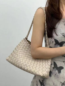 Bayanlar için 2025 yaz lüks dokuma omuz çantaları moda el yapımı dokuma rahat örgülü Tote el çantası İpli çanta ile - Product Image 5
