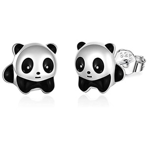 Orecchini a perno con simpatico panda dei cartoni animati, gioielli da donna alla moda e unici, regalo souvenir - Product Image 1