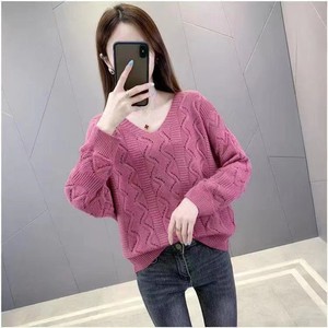 Maglione Estivo a <span class=keywords><strong>Maglia</strong></span> Traforata a Maniche Lunghe per Donne, Nuovo Maglione Sottile con Scollo a V Ampio - Product Image 5