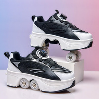 Sepatu Roda 2-in-1 SeeMore, Sepatu Sneakers Deformasi 4 Roda Retraktil, Sepatu Olahraga Luar Ruangan untuk Anak Perempuan dan Laki-laki