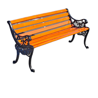 Banco de Parque de Diseño Moderno en Madera Maciza y Hierro Forjado, Asiento Largo de Hierro Fundido Anticorrosión para Jardín, Patio o Terraza