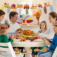 12 décorations d'automne écologiques pour la maison : ornements d'arbre en bois, citrouilles, écrevisses, carrosses ajourés, balles de foin pour Thanksgiving