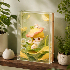 Vitrine murale en acrylique avec fond en bois, <span class=keywords><strong>cadre</strong></span> de présentation transparent pour objets commémoratifs et figurines, boîte à ombre pour rangement et exposition - Product Image 6