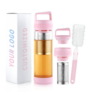 Emode 2025 New Arrive Bouteille de thé en verre borosilicaté portable de 20oz avec infuseur et poignée - Product Image 1