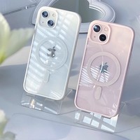 Nouvelle coque de téléphone magnétique en silicone rose transparente pour iPhone 16 Pro Max Apple