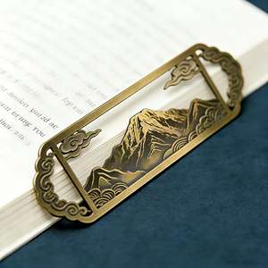 <span class=keywords><strong>Marque</strong></span>-<span class=keywords><strong>page</strong></span> en métal laiton antique, design personnalisé, motif montagne, haute qualité, cadeau créatif, accessoire de lecture artistique - Product Image 2