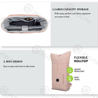 Sac à dos décontracté à enroulement Fuliya personnalisé, écologique, grande capacité, résistant à l'eau, avec fermeture velcro pour ordinateur portable et campus