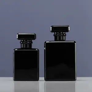 50ml 100ml Luxus fabrik Großhandel Leere schwarze Rechteck Glas Parfüm flasche mit Verschluss