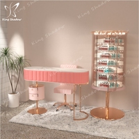 Ensemble de meubles de salon de manucure moderne de luxe bureau de manucure avec table et chaise de support en fer différentes couleurs pour l'art des ongles