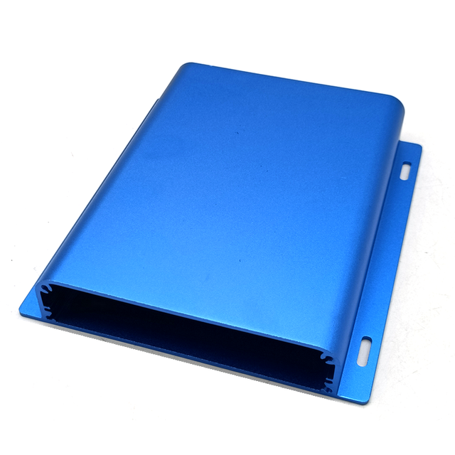 Extruded Bright Blue Anodized Aluminum Enclosure With Side Mount Lugs for PCB Circuit Control Module Protective Housing