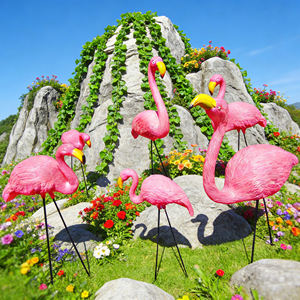 ประติมากรรมนกสีชมพูสวยงาม ดีไซน์ทันสมัย พร้อมขา PE ปรับระดับได้ ใช้ตกแต่งสวนหรือเป็นเหยื่อล่อสัตว์ป่ากลางแจ้ง - Product Image 4