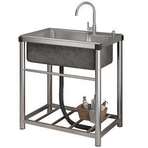Support de lavabo de balcon poli moderne en acier inoxydable à fente unique fait à la main - Product Image 4