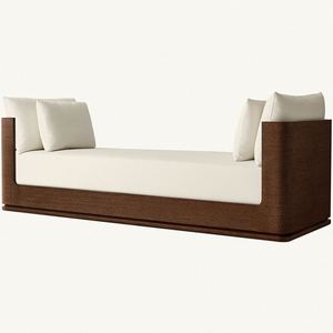 Cama de Pared Moderna de Madera Maciza, Cama Doble con Panel de Tela y Cojín - Product Image 5