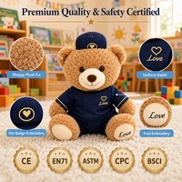 OEM ODM Personnalisé Ours en peluche 28 cm en coton PP, design shaggy, vente en gros d'usine, jouet en peluche de marque pour souvenir