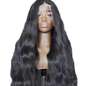 <span class=keywords><strong>Cheveux</strong></span> humains bruts brésiliens de <span class=keywords><strong>20</strong></span> pouces pour perruque frontale en dentelle petits noeuds vague de corps sans colle naturel noir long transparent prêt à l'expédition - Product Image 4