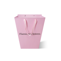 Sac en carton recyclé écologique avec logo de marque imprimé, base large imperméable pour l'emballage de fleurs et de bougies pour la fête des mères