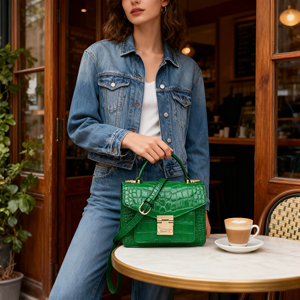 <span class=keywords><strong>2025</strong></span>新款奢华鳄鱼纹腋下包，女式小方形手持单肩斜挎包 - Product Image 2