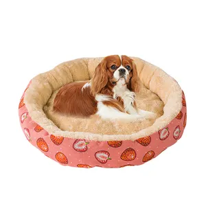 2024 Pet Nest Luxury And Cheap Price Colorful Cotton Pet Nest Dog Cat Nest Round Donut Pet Bed Hot Selling