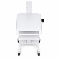 Chariot de scanner intra-oral mobile, poste de travail médical avec support VESA, étagères à deux niveaux et roulettes verrouillables