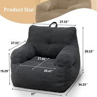 Fauteuil pouf en peluche douce Loveliving pour adultes avec support pour la tête et le dos, tissu extra large résistant aux déchirures, canapé paresseux avec accoudoirs