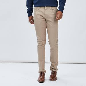 Custom Casual Men Straight Leg Canvas <b>Trousers</b> Bulk Wholesale Private Label Cotton Blend Flat <b>Side</b> Pockets Elastic Waist <b>Zip</b> - Product Image 2