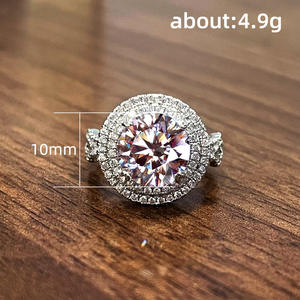 Anello di Diamanti F1404 con Taglio Brillante Rotondo, Oro Bianco Naturale, Colore D, Montatura Halo per Fidanzamento Femminile - Product Image 4