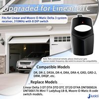 Télécommande de porte de garage 8 commutateurs DIP 310 MHz, émetteur d'ouverture de portail compatible avec les modèles DTA DTD DTC DNT00002A, signal stable