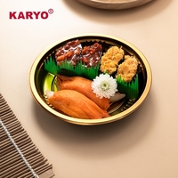 KARYO 161 Vente en gros Boîte à gâteau circulaire transparente en plastique de 6 pouces Récipient alimentaire imprimé jetable avec couvercle Boîte à sushi