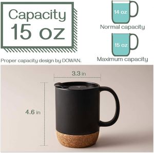 Factory Wholesale Cork Base Ceramic Mugs Custom 11oz Enamel Mugs Sublimation Blanks Black Beer Coffee With Logo - Product Image 3