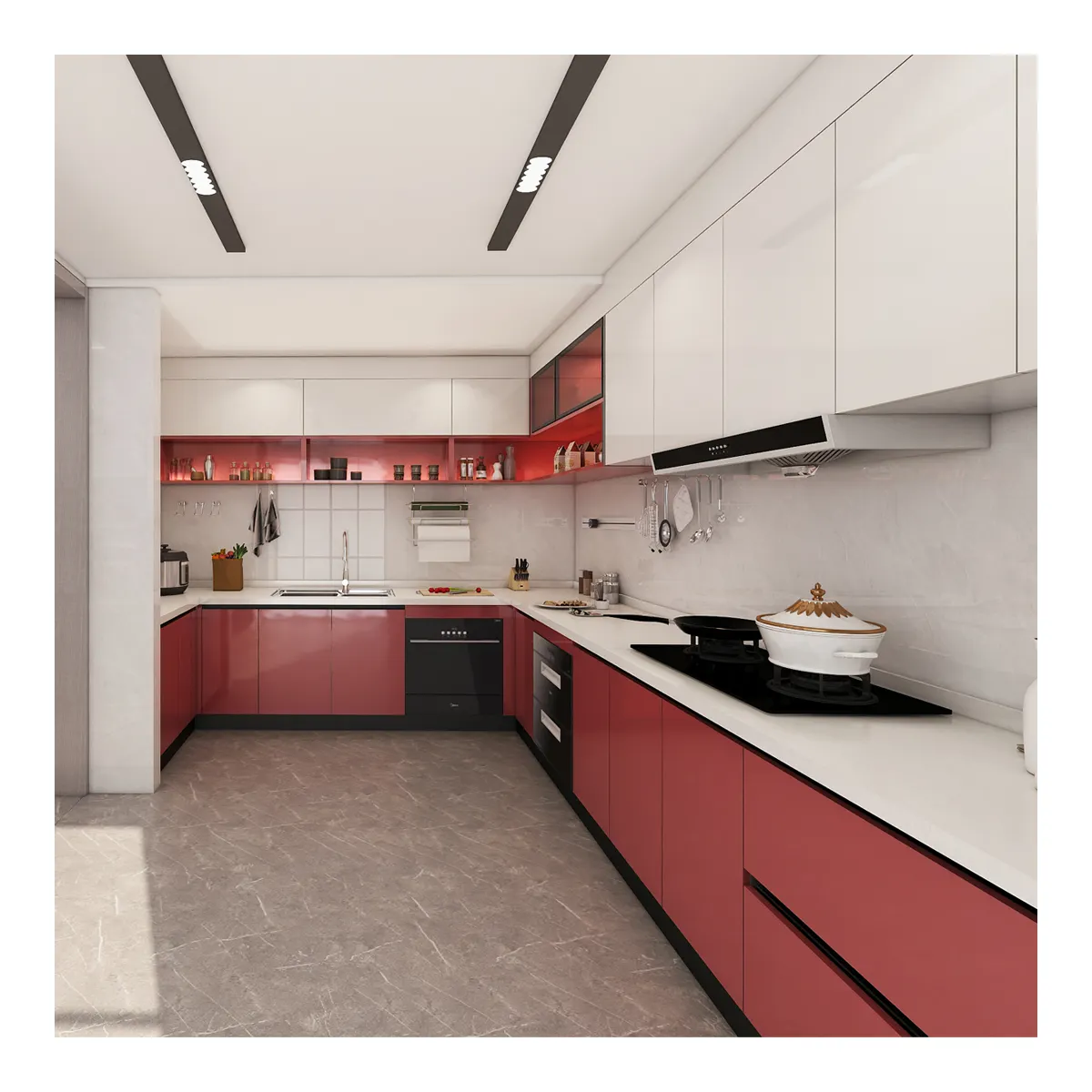 Individuelle intelligente moderne Design-Kücheneinheit Heimküchenmöbel modularer Edelstahl-Küchenschrank