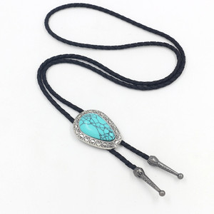 Corbata Bolo Vintage Turquesa para Hombre y Mujer, Estilo Vaquero Occidental, Collar Bolo de Cuerda Trenzada de PU, Corbata Ajustable, Joyería de Disfraz - Product Image 6