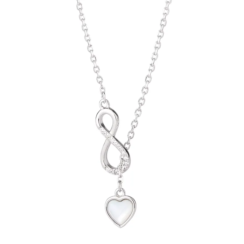 Nieuwe 925 Sterling Zilveren Infinity Hartvormige Fritillaria Hanger Dames Ketting Sieraden