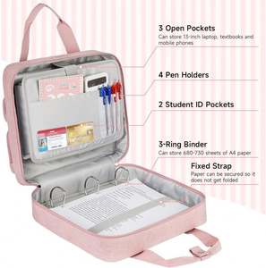 Échantillon gratuit BSCI, anneaux toriques de 3 pouces - Classeur à languettes extensible à 5 couleurs, classeur à languettes zippées avec plusieurs poches - Product Image 3