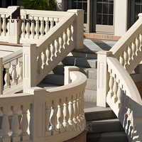 QUYANG Villa Balcon Escalier Décoratif Colonne Pierre Naturelle Balustre Main Courante Beige Marbre Escalier Rampe