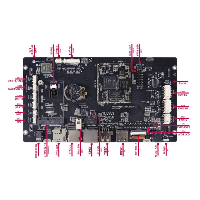New Arrival Allwinner A523 Development Board 2G 16G 7inch LCD Touch RJ45 UART USB3.1 for Android HMI Electronic Modules Kits