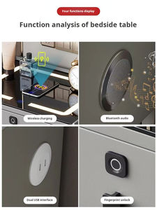 Mesita de Noche Inteligente Multifuncional de Lujo Minimalista con Carga Inalámbrica, Mesita de Noche para Dormitorio con Almacenamiento, Madera Maciza Ligera - Product Image 2