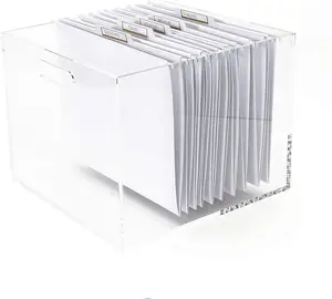 Clear Acryl Bestand Houder 3 Secties Dikker Acryl File Organizer Voor Bureau Clear Desk Organizer Bestanden Map Boekensteunen