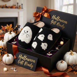 Pantuflas Cálidas de Invierno para el Hogar, de Felpa, con Diseño de Calavera/Calabaza de Dibujos Animados, Antideslizantes, Bordadas, para Halloween, para Hombres y Mujeres - Product Image 2