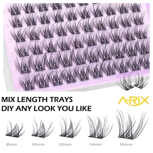 A-RIX ขนตาปลอมแบบกลุ่ม 3 มิติ ฟูฟ่อง งอนสวย ติดเองได้ ขนาด 8-16 มม. ขนตาต่อแบบธรรมชาติ พร้อมอายไลเนอร์สีดำเส้นเล็ก - Product Image 2