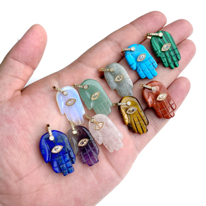 18x32mm Fatima Hamsa Main Oeil du Diable Pendentif Lapis Lazuli Améthystes Rose Quart Charme <span class=keywords><strong>Pierre</strong></span> <span class=keywords><strong>Naturelle</strong></span> pour la Fabrication de Collier Bracelet - Product Image 1