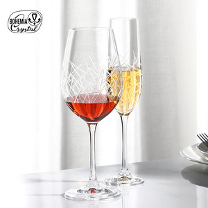 Czech Crystalex Kiriko Crystal Wine Glass 301-400ml Hand Carved European Style Red Wine Glass For Wedding Adults - Product Image 4