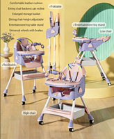 Chaise haute pour enfants et siège multifonctionnel pour bébé pliable inclinable avec roulettes