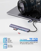 Hub USB C 8 en 1 au meilleur prix, adaptateur USB C avec USB 3.0, lecteur de carte USB 2.0 SD TF et sortie audio pour PC/ordinateur portable/téléphone portable