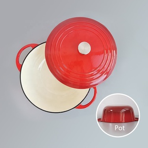 Ustensiles de cuisine <span class=keywords><strong>en</strong></span> émail rouge antiadhésif Casserole Casserole Couvert <span class=keywords><strong>en</strong></span> <span class=keywords><strong>fonte</strong></span> Four hollandais 6 pintes - Product Image 6
